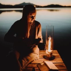 Tischfeuer SPIN 120, Höfats, Silber, Höhe 54 Cm -Pflanzen Paradies Verkauf 3990100075 SPIN Tischfeuer Glasrohr 12cm rund 54cm Hoehe montiert9 73494