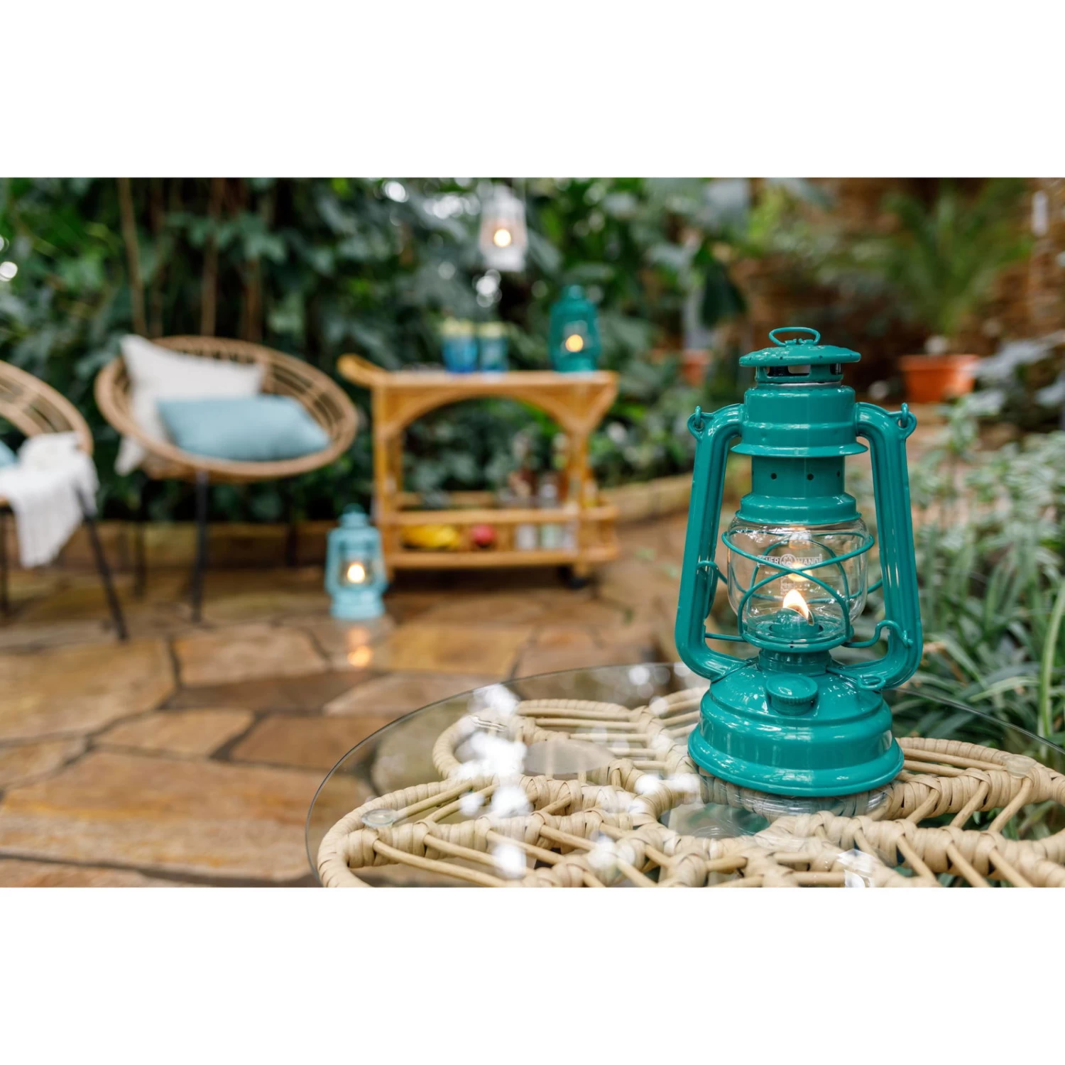 Feuerhand Sturmlaterne 'Baby Special 276', Teal Blue, 26,5 X 13,5 X 15 Cm 6 Feuerhand Sturmlaterne 'Baby Special 276', Teal Blue, 26,5 X 13,5 X 15 Cm – Bild 4